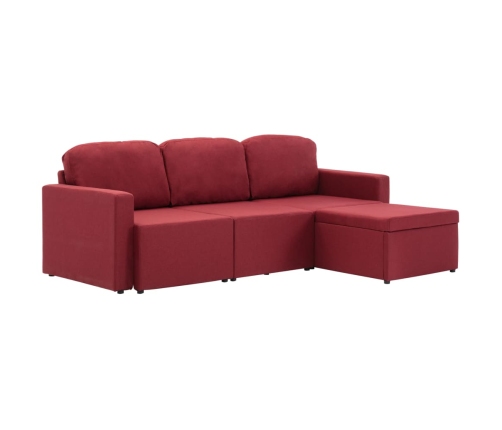 Sofá cama modular de 3 plazas tela color vino tinto