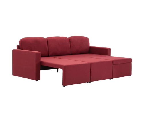 Sofá cama modular de 3 plazas tela color vino tinto