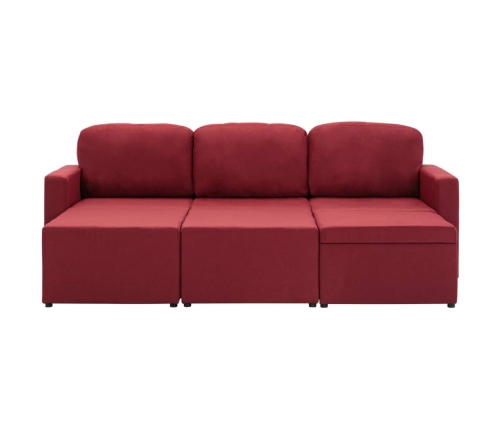 Sofá cama modular de 3 plazas tela color vino tinto