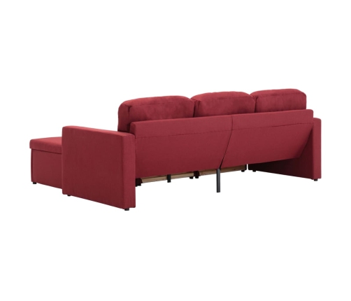 Sofá cama modular de 3 plazas tela color vino tinto