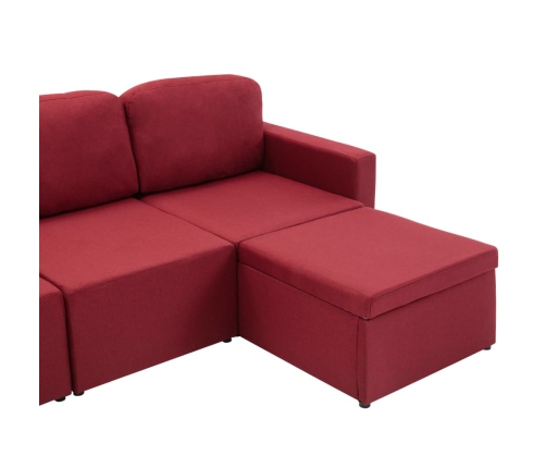 Sofá cama modular de 3 plazas tela color vino tinto