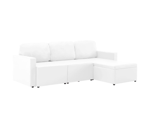 Sofá cama modular de 3 plazas de cuero sintético blanco