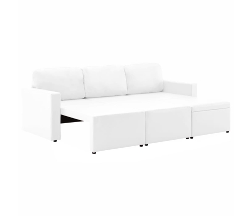 Sofá cama modular de 3 plazas de cuero sintético blanco