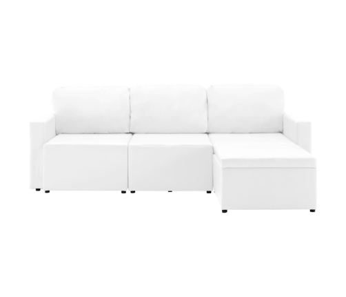 Sofá cama modular de 3 plazas de cuero sintético blanco