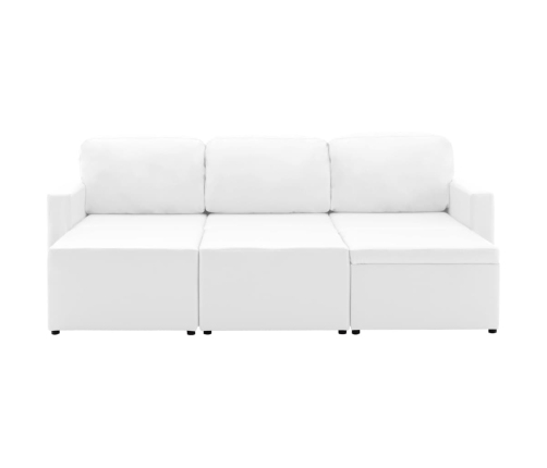 Sofá cama modular de 3 plazas de cuero sintético blanco