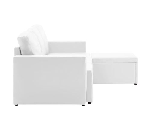 Sofá cama modular de 3 plazas de cuero sintético blanco