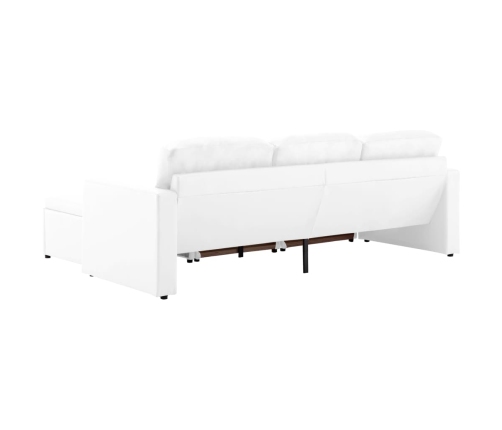 Sofá cama modular de 3 plazas de cuero sintético blanco