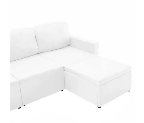 Sofá cama modular de 3 plazas de cuero sintético blanco