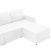 Sofá cama modular de 3 plazas de cuero sintético blanco