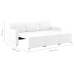 Sofá cama modular de 3 plazas de cuero sintético blanco