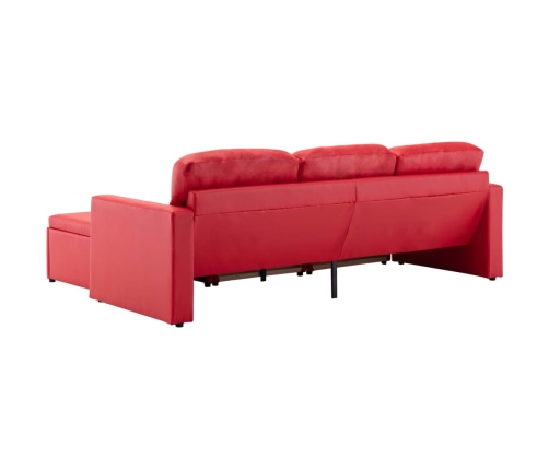 Sofá cama modular de 3 plazas cuero sintético rojo