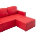 Sofá cama modular de 3 plazas cuero sintético rojo