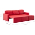 Sofá cama modular de 3 plazas cuero sintético rojo