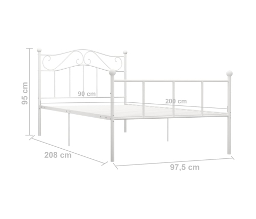 Estructura de cama sin colchón metal blanca 90x200 cm