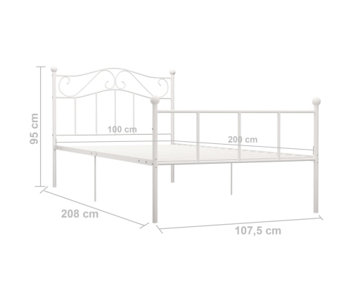 Estructura de cama sin colchón metal blanco 100x200 cm