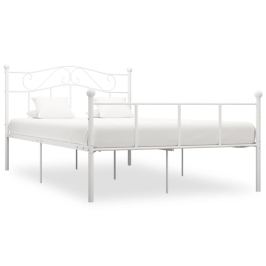 Estructura cama sin colchón con cabecero metal blanco 160x200cm