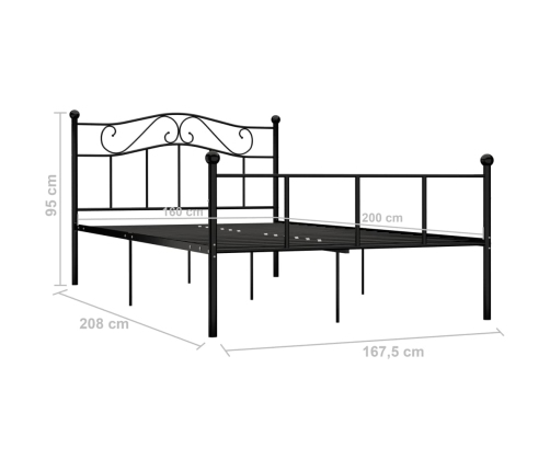 Estructura de cama sin colchón metal negro 160x200 cm