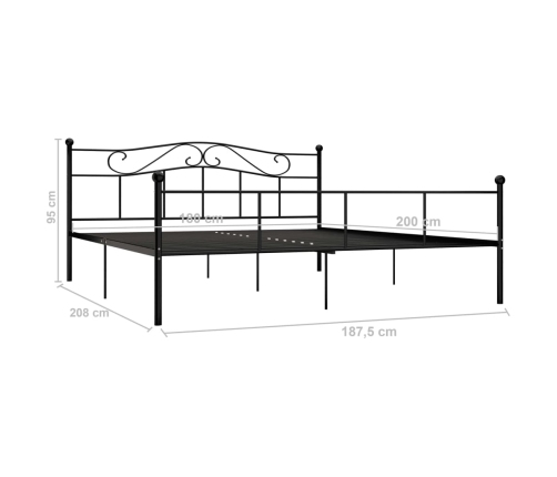 Estructura de cama sin colchón metal negro 180x200 cm