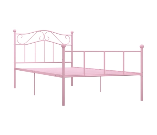 Estructura de cama sin colchón metal rosa 100x200 cm