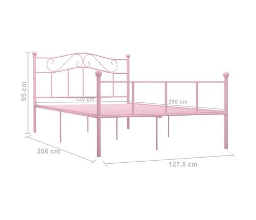 vidaXL Estructura de cama de metal rosa 120x200 cm