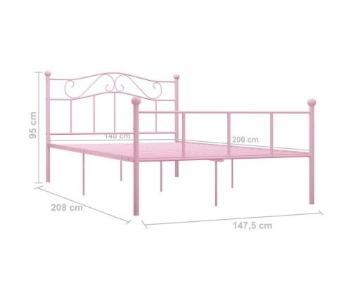 Estructura de cama sin colchón metal rosa 140x200 cm