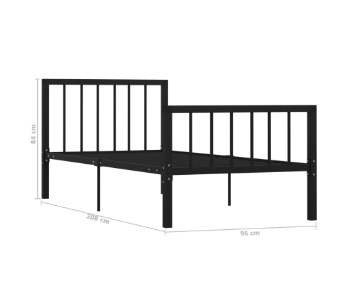 vidaXL Estructura de cama de metal negro 90x200 cm