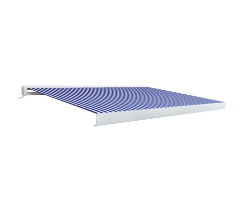 Toldo de carrete motorizado azul y blanco 400x300 cm