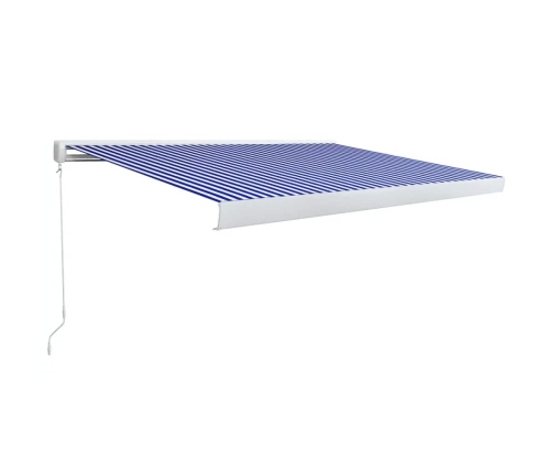 Toldo de carrete manual azul y blanco 350x250 cm