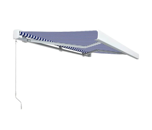 Toldo de carrete manual azul y blanco 350x250 cm