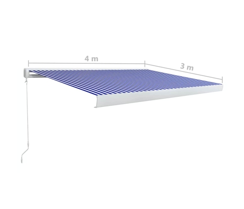 Toldo de carrete manual azul y blanco 400x300 cm