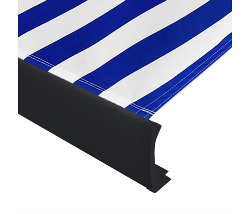 Toldo de carrete motorizado azul y blanco 350x250 cm