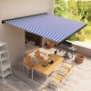 Toldo de carrete motorizado azul y blanco 450x300 cm