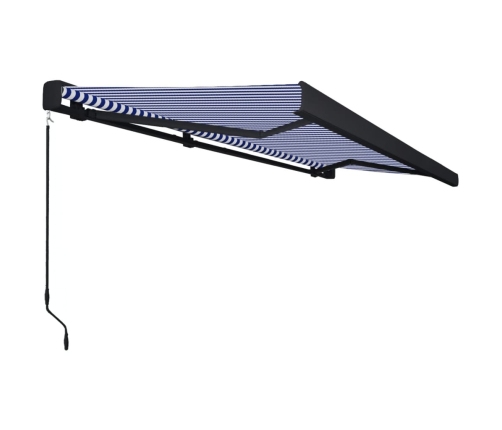 Toldo de carrete manual azul y blanco 500x300 cm