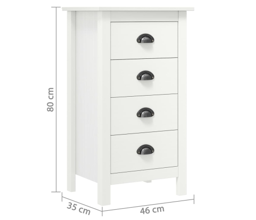 Mesita de noche Hill madera maciza de pino blanco 46x35x49,5 cm