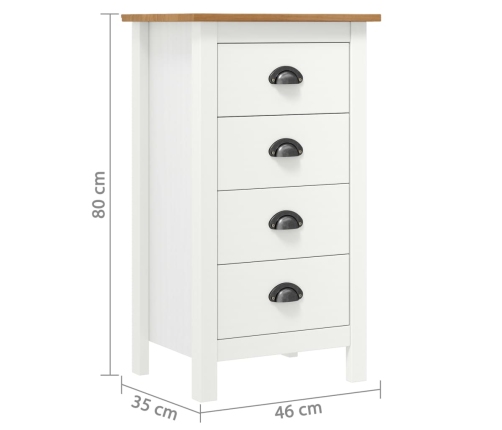 Mesita de noche Hill madera maciza de pino blanco 46x35x49,5 cm