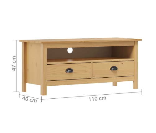 Mueble de TV Hill madera maciza pino marrón miel 110x40x47 cm