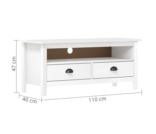 Mueble de TV Hill madera maciza de pino blanco 110x40x47 cm