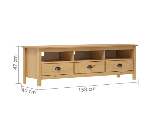 Mueble de TV Hill madera maciza pino marrón miel 158x40x47 cm