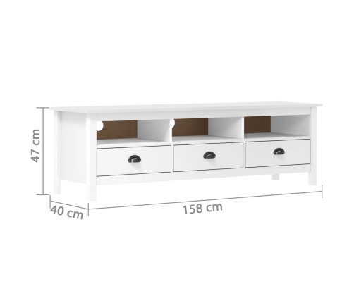 Mueble de TV Hill madera maciza de pino blanco 158x40x47 cm