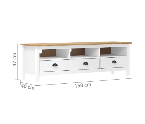 Mueble de TV Hill madera maciza de pino blanco 158x40x47 cm