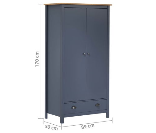 Armario de 2 puertas Hill madera maciza pino gris 89x50x170cm