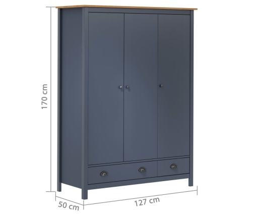 Armario de 3 puertas Hill Range madera pino gris 127x50x170cm