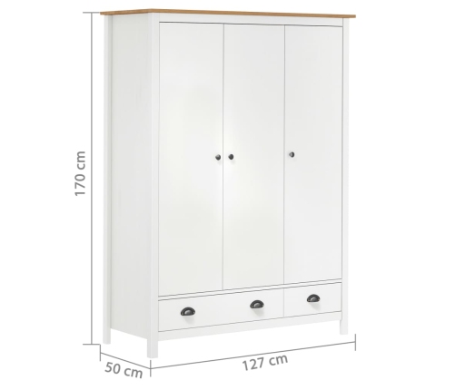 Armario de 3 puertas Hill Range madera pino blanco 127x50x170cm