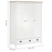 Armario de 3 puertas Hill Range madera pino blanco 127x50x170cm