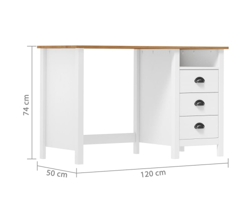 Escritorio Hill con 3 cajones madera de pino 120x50x74 cm