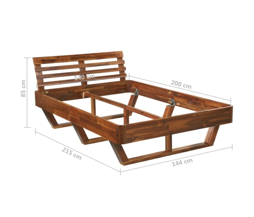 Estructura de cama de madera maciza de acacia 140x200 cm