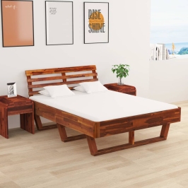 Estructura de cama de madera maciza de acacia 140x200 cm