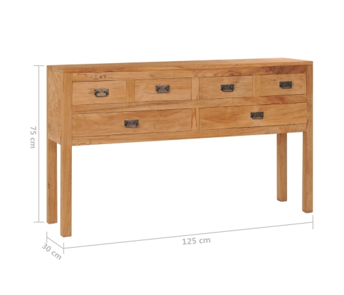 Aparador de madera maciza de teca 125x30x75 cm