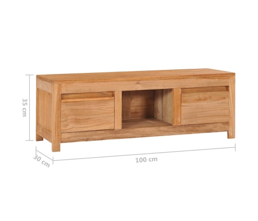 Mueble de TV madera maciza de teca 100x30x35 cm