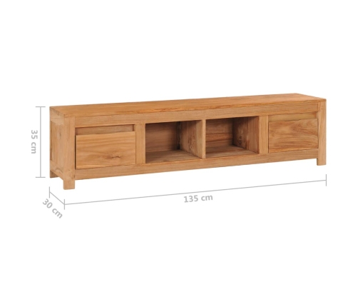 vidaXL Mueble de TV de madera de teca maciza 135x30x35 cm